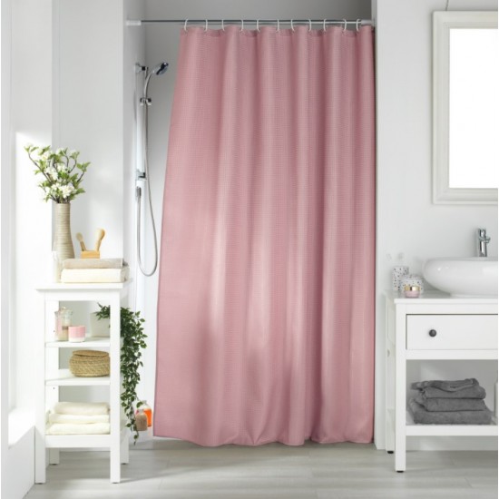 Κουρτίνα μπάνιου μονόχρωμη με κρίκους 180x200cm 100% polyester Pink Μπάνιο