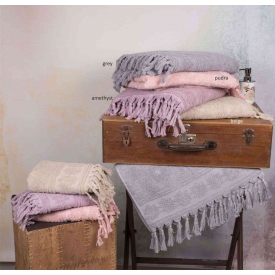 Πετσέτα Ζακάρ Daisy με Δεμένο Κρόσσι 550gsm 100x150 Beige Πετσέτες Σώματος