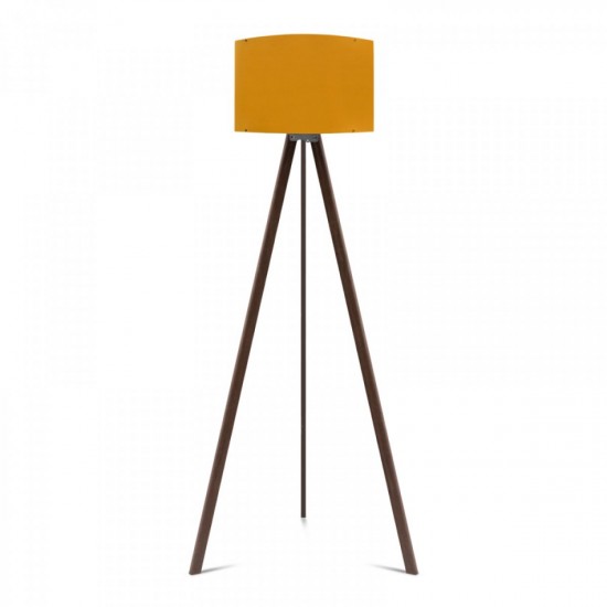 Φωτιστικό δαπέδου "CAPRICCIO" E27 από ξύλο/ύφασμα σε χρώμα σκούρο καρυδί/κίτρινο Φ38x140 Φωτιστικά Δαπέδου