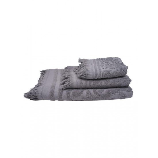 Sunshine Πετσέτα Με Κρόσσια 520gr/m² 80x150cm Dark Grey Πετσέτες Σώματος