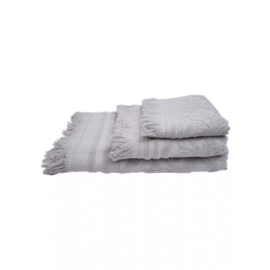 Sunshine Πετσέτα Με Κρόσσια 520gr/m² 80x150cm Light Grey Πετσέτες Σώματος