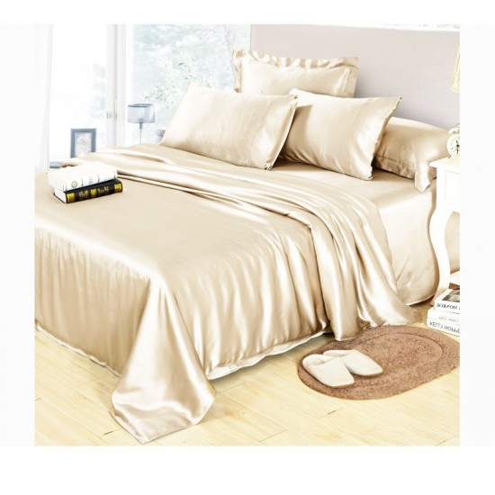 Ολομέταξο Σετ Κρεβατοκάμαρας 100% Mulberry Silk Cream Color ΣΕΤ 4 τμχ (1 Σεντόνι + 1 Παπλωματοθήκη + 2 Μαξιλαροθήκες) Bedding Set