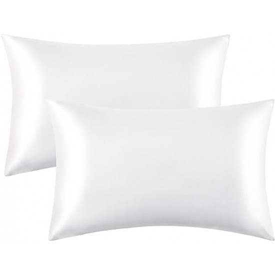 Μεταξωτές Μαξιλαροθήκες Mulberry Silk Pearl White 50x70εκ. 6A 22MM  ΣΕΤ 2τμχ Μαξιλαροθήκες