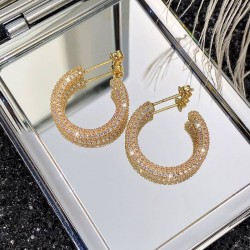 Luxurious Gold Plated Zircon Hoops